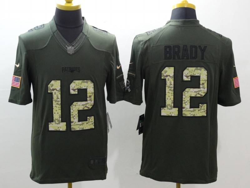 Men's New England Patriots Tom Brady #12 Army Green Jersey